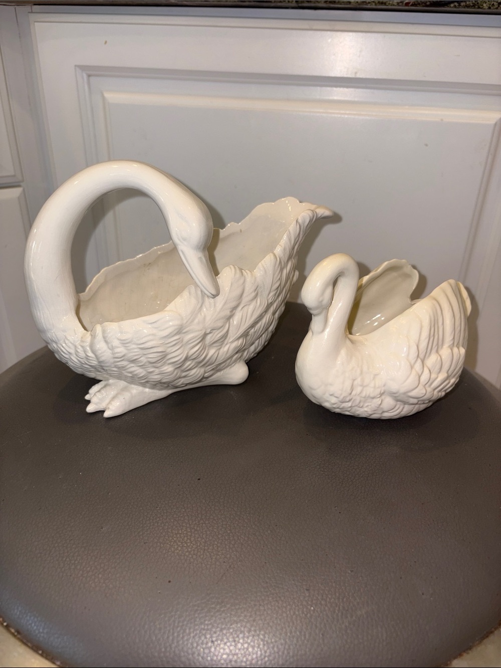 Vintage White Swan Planters or Cache Pots Mid-Century Decorative Pieces Set of 2